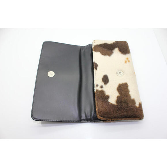 Western Vegan Leather Mixed Faux Hide Bling Belt Trifold Long Wallet - Picture 11 of 11